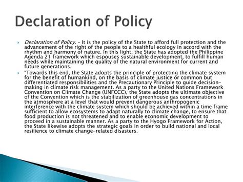 DECLARATION OF POLICY .